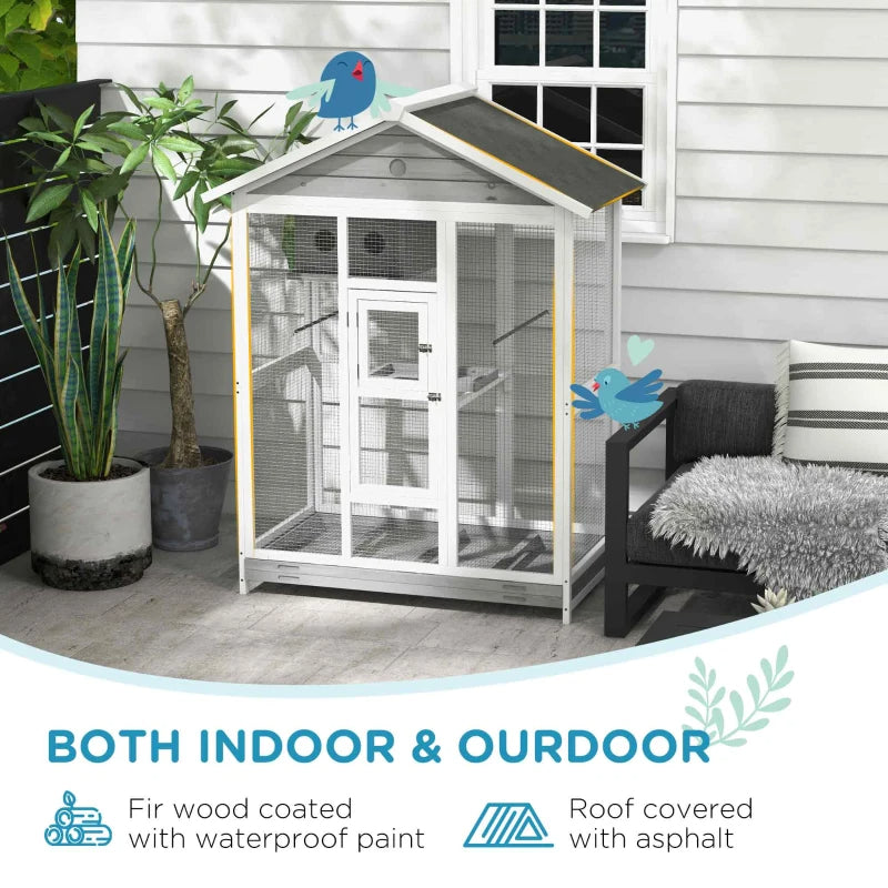 Wooden Bird Cage Aviary, Flight Cage With 4 Perches