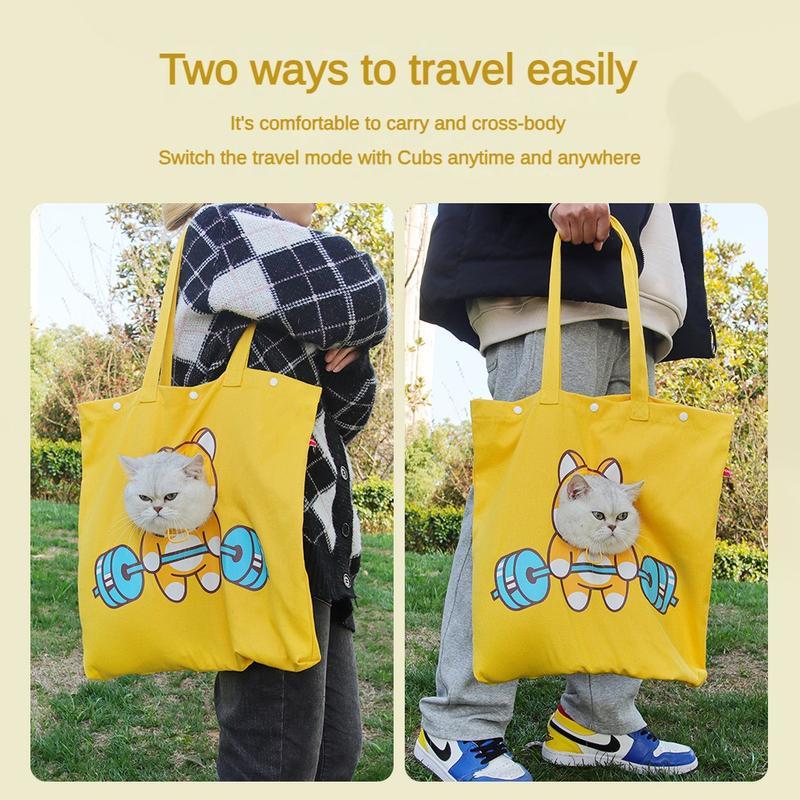 Pet Canvas Shoulder Bag, Cute Animal Shaped Cat Carrier Canvas Bag