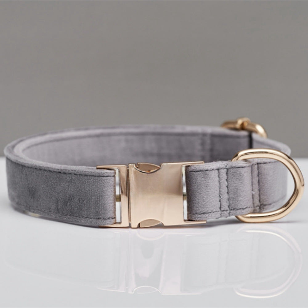 Multiple Colour Velvet Personalised Dog Collar Leash Set With Bow