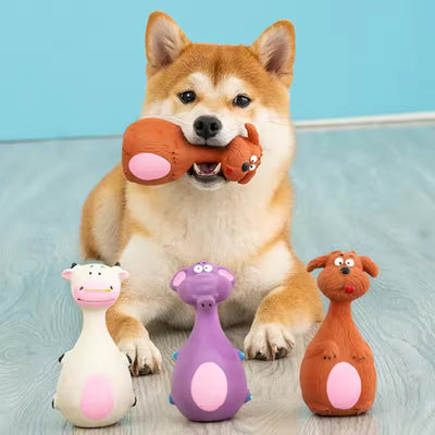 4pcs Cute Latex Dog Chew Toys With Sound