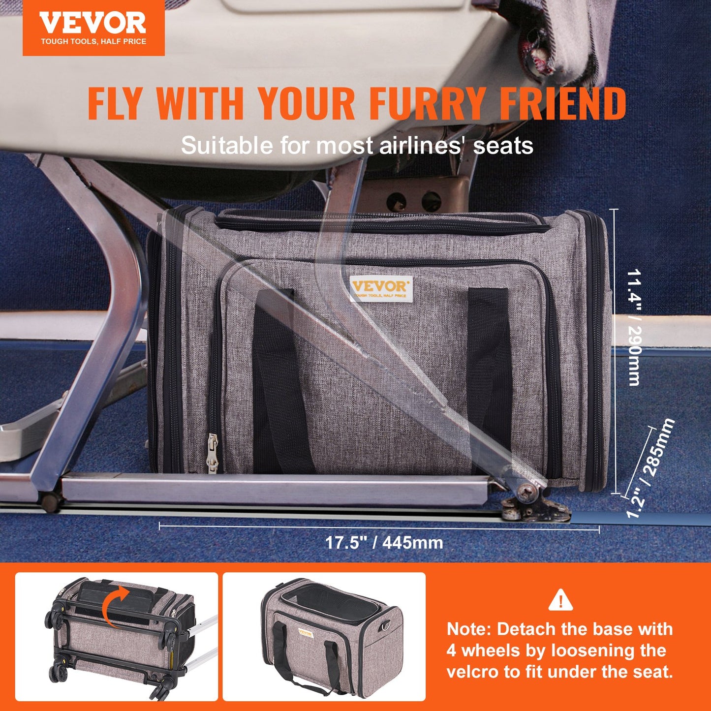 Airline Approved Rolling Pet Carrier With Telescopic Handle And Shoulder Strap