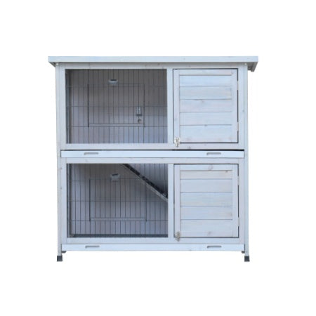 Rabbit Hutch Outdoor, 2-Story Rabbit Cage Indoor With Run, Bunny Cage With 2 Removable No-Leak Trays