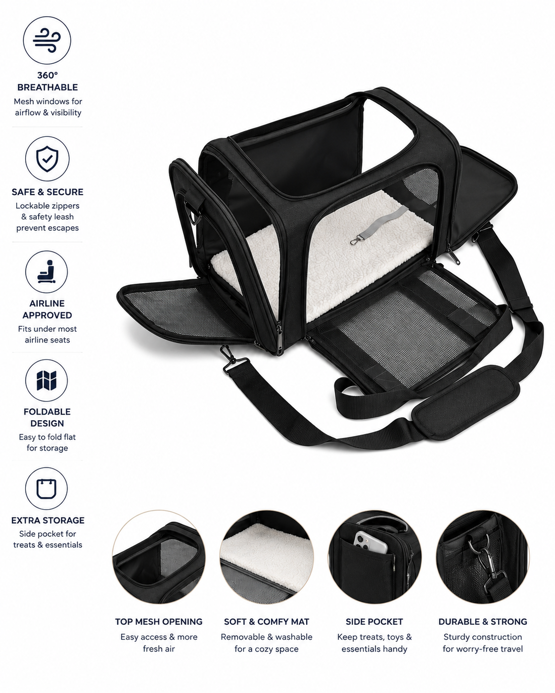 Airline Approved Portable Pet Carrier Bag