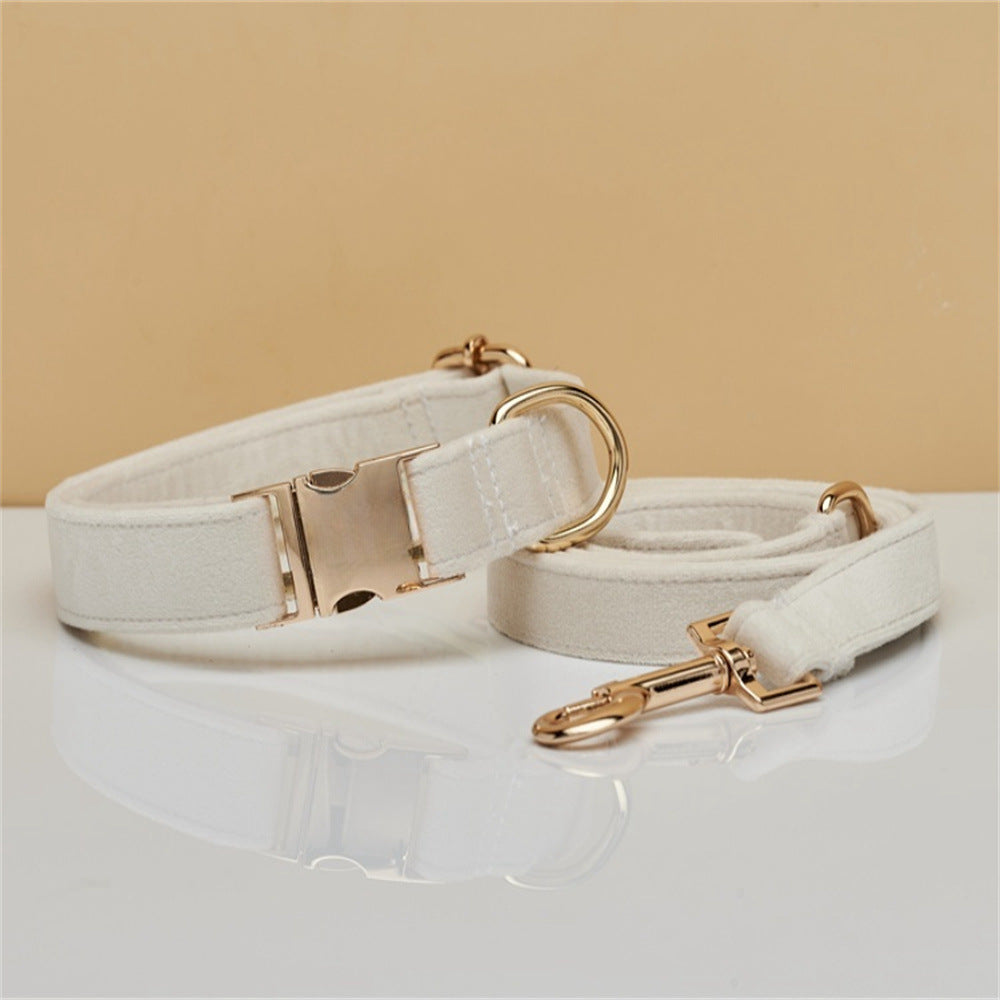 Multiple Colour Velvet Personalised Dog Collar Leash Set With Bow