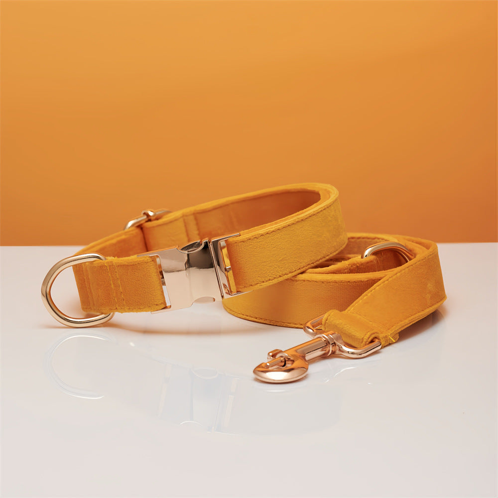 Multiple Colour Velvet Personalised Dog Collar Leash Set With Bow