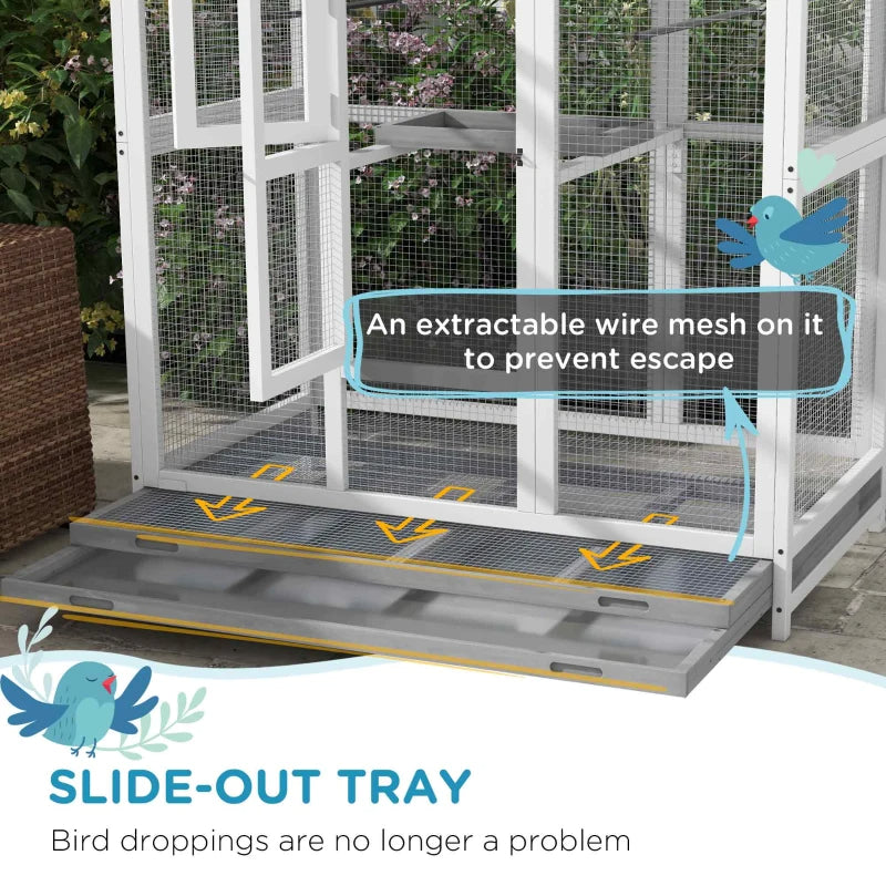 Wooden Bird Cage Aviary, Flight Cage With 4 Perches