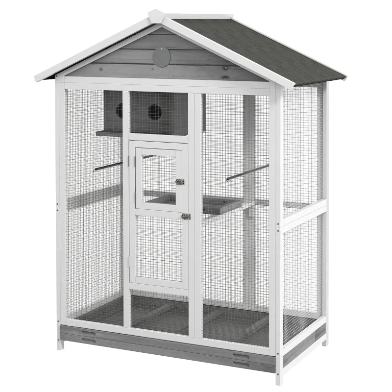Wooden Bird Cage Aviary, Flight Cage With 4 Perches