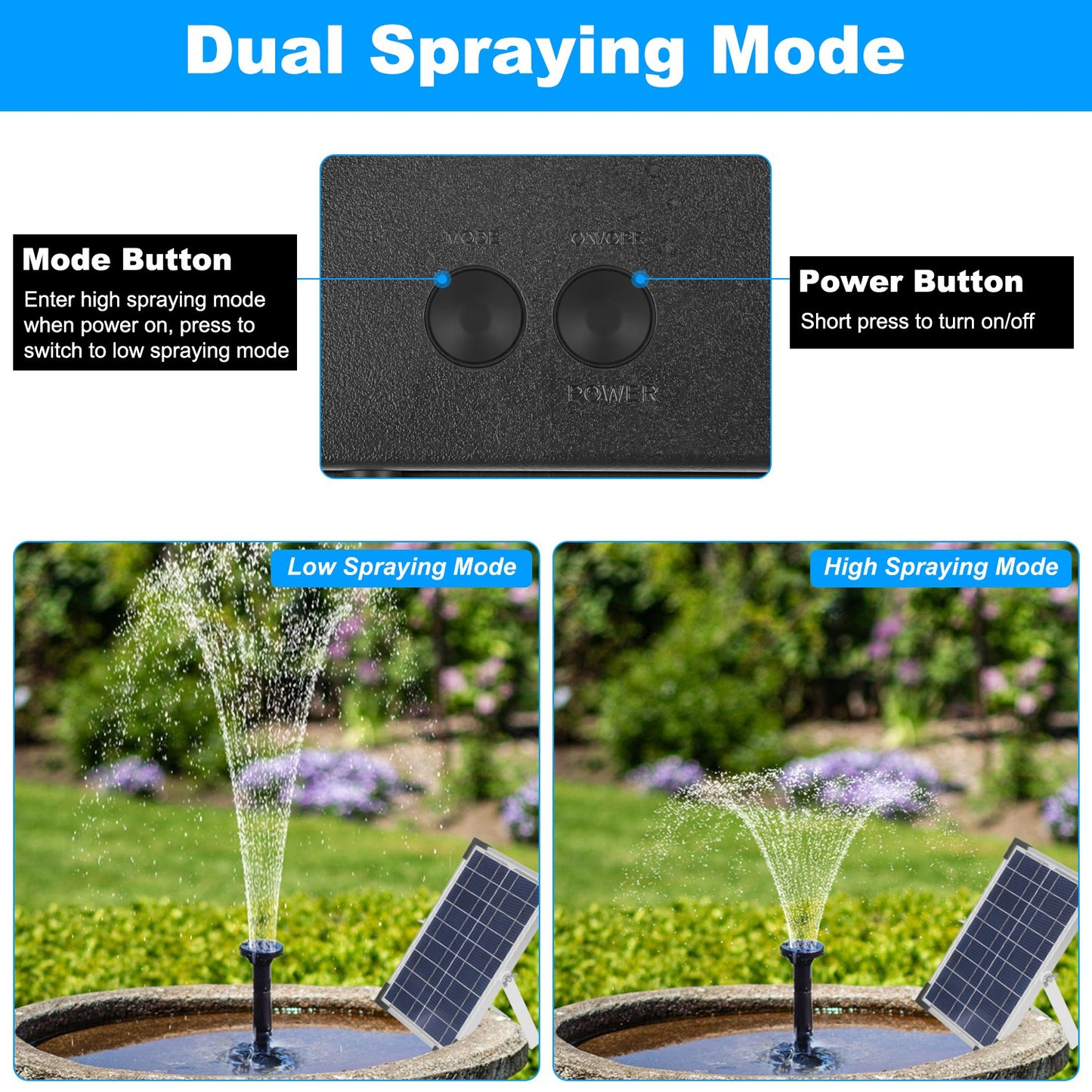 3Tier Solar Bird Bath Fountain With Colorful Light 3 Nozzles