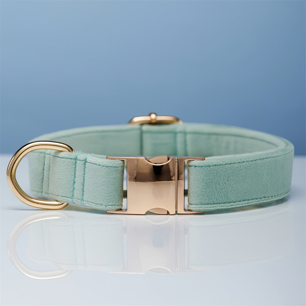 Multiple Colour Velvet Personalised Dog Collar Leash Set With Bow