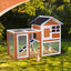 House Type With Running Ladder, Orange-red, Wooden Chicken Rabbit Cage