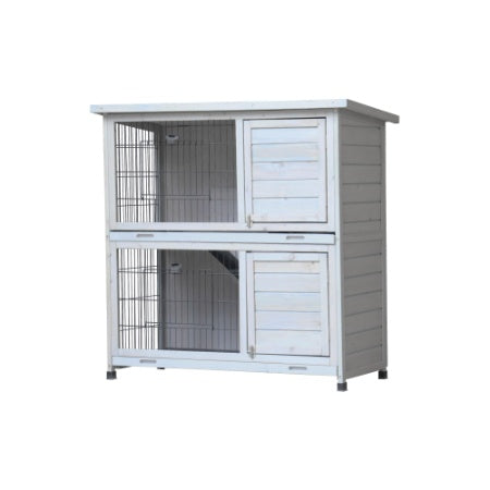 Rabbit Hutch Outdoor, 2-Story Rabbit Cage Indoor With Run, Bunny Cage With 2 Removable No-Leak Trays
