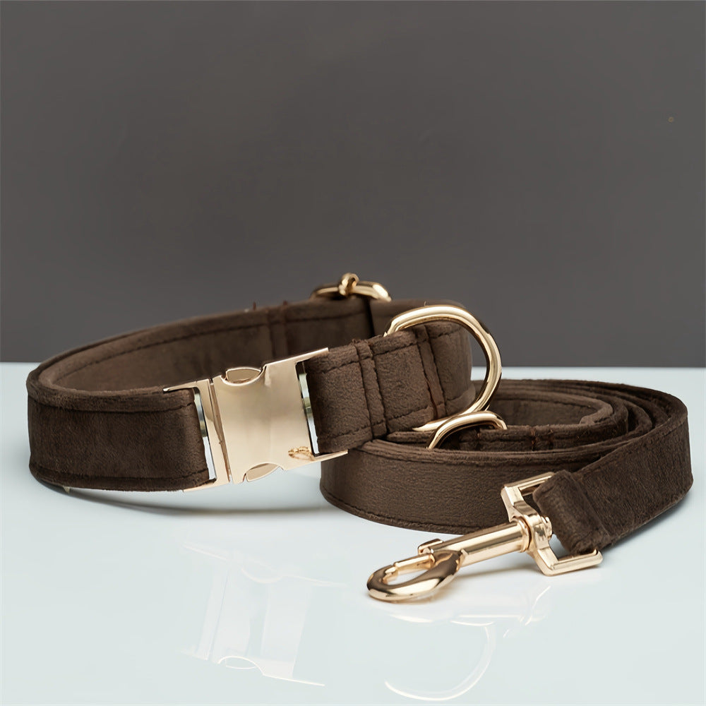Multiple Colour Velvet Personalised Dog Collar Leash Set With Bow
