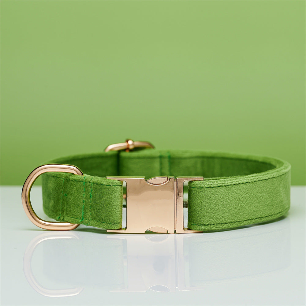 Multiple Colour Velvet Personalised Dog Collar Leash Set With Bow