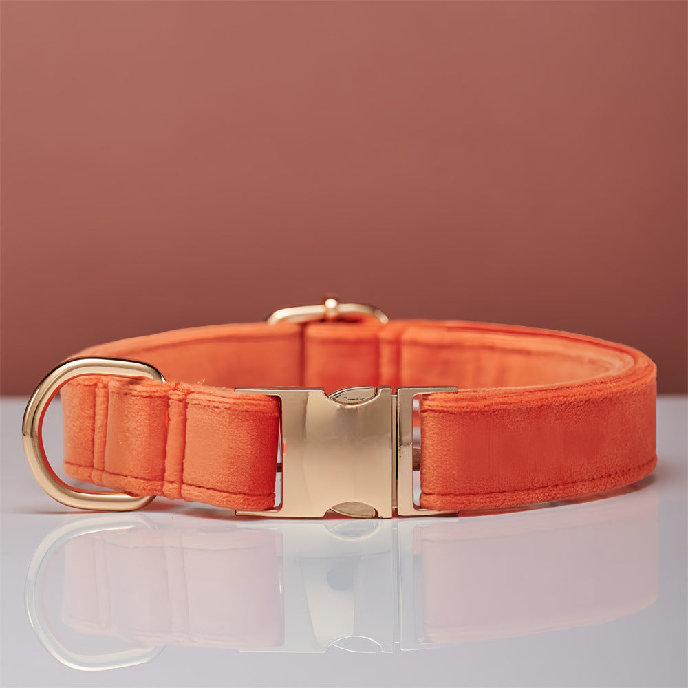 Multiple Colour Velvet Personalised Dog Collar Leash Set With Bow